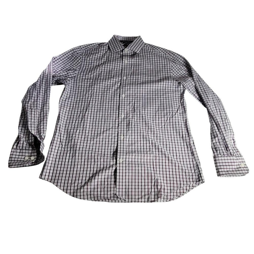 Tommy Hilfiger Mens TH Flex Slim Fit Stretch Plaid Button Down Shirt 15.5 32/33